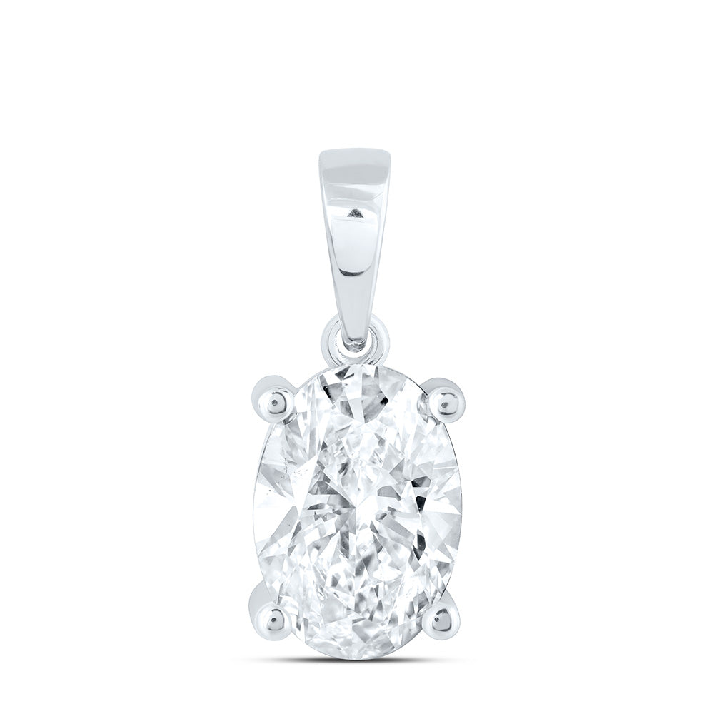 14K Yellow Or White Gold Lab Grown Diamond Oval Solitaire Pendant