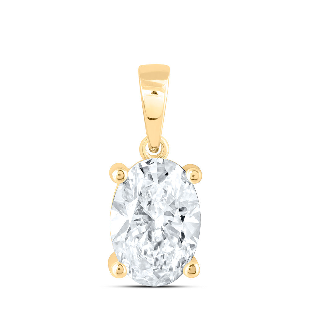 14K Yellow Or White Gold Lab Grown Diamond Oval Solitaire Pendant