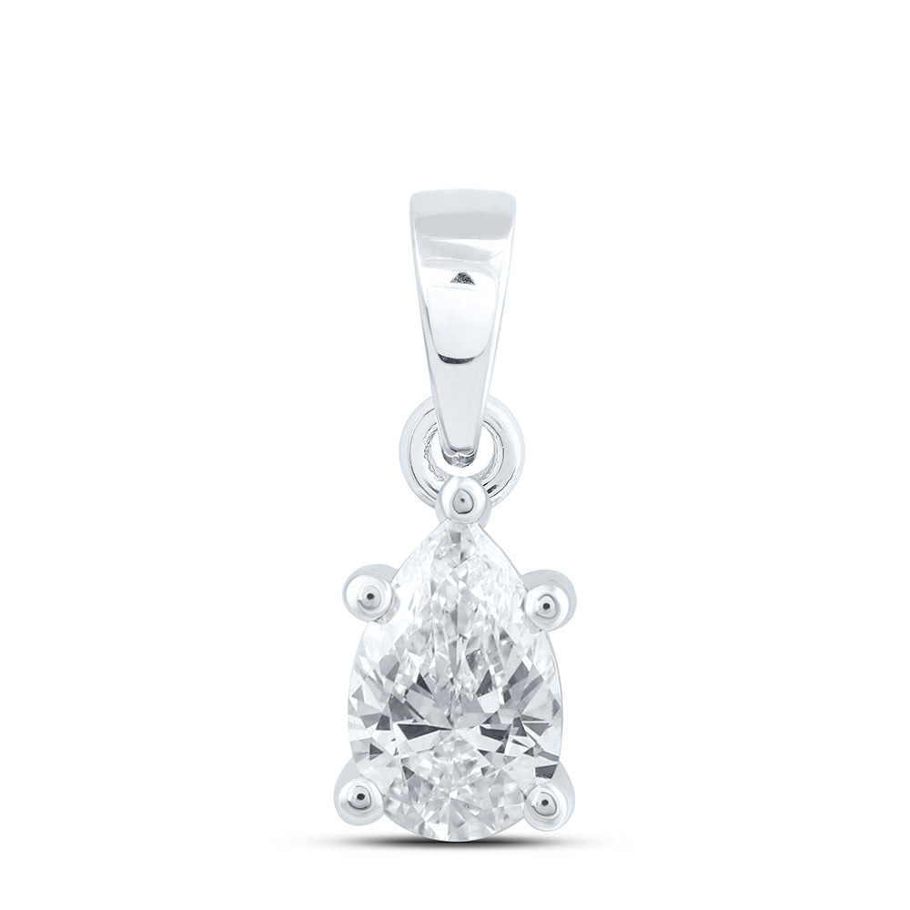 14K Yellow Or White Gold 1/4 Cttw Lab Grown Diamond Pear Solitaire Pendant