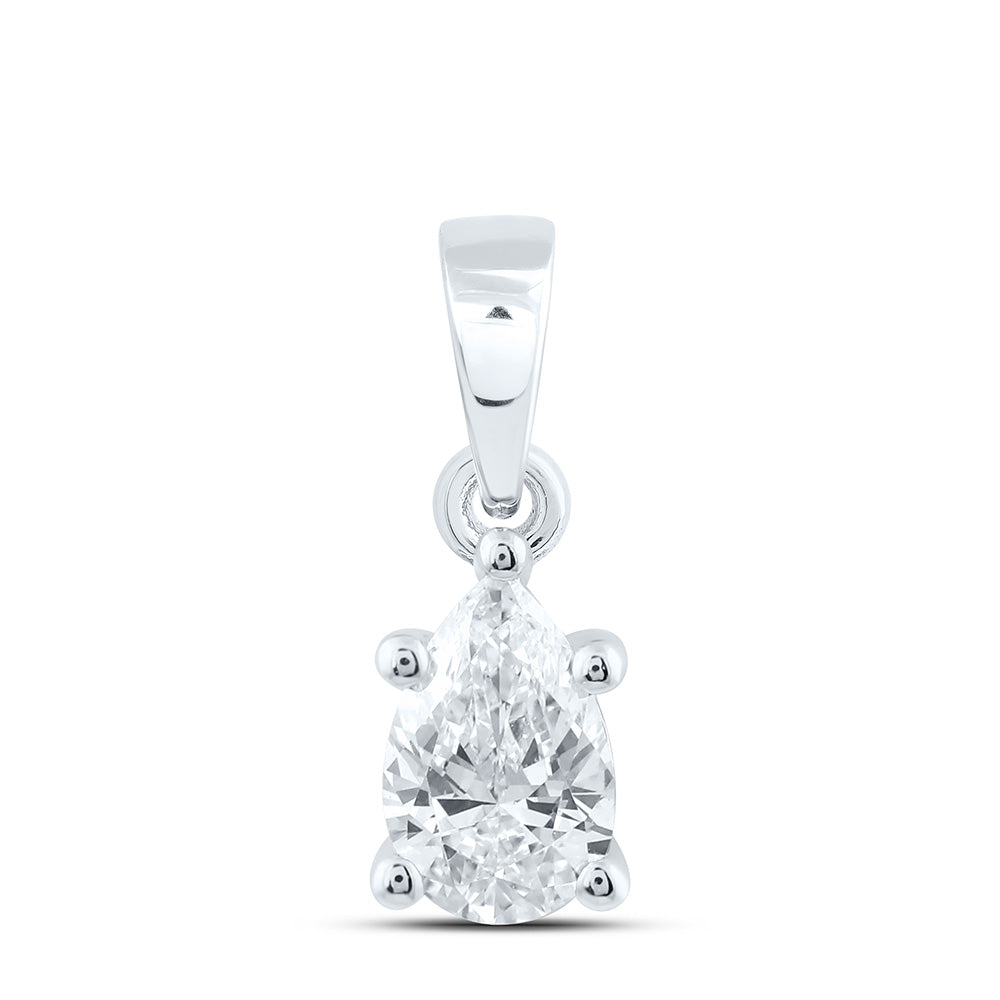 14K Yellow Or White Gold 1/2 Cttw Lab Grown Diamond Pear Solitaire Pendant