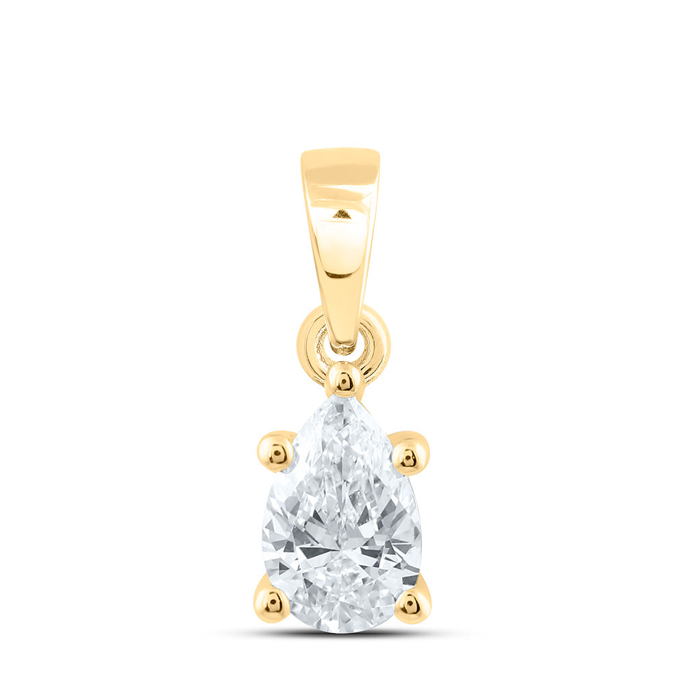 14K Yellow Or White Gold 1/2 Cttw Lab Grown Diamond Pear Solitaire Pendant