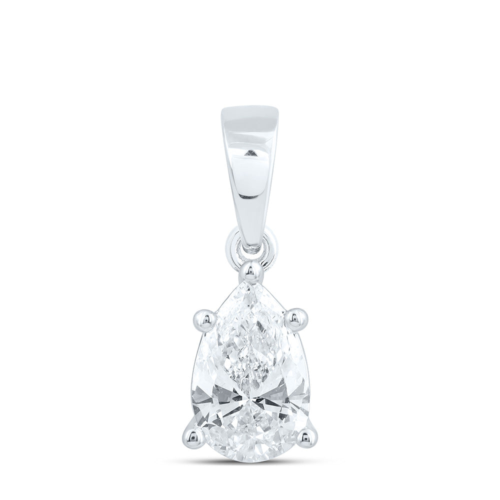14K Yellow Or White Gold 3/4 Cttw Lab Grown Diamond Pear Solitaire Pendant