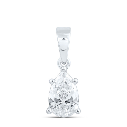 14K Yellow Or White Gold 3/4 Cttw Lab Grown Diamond Pear Solitaire Pendant