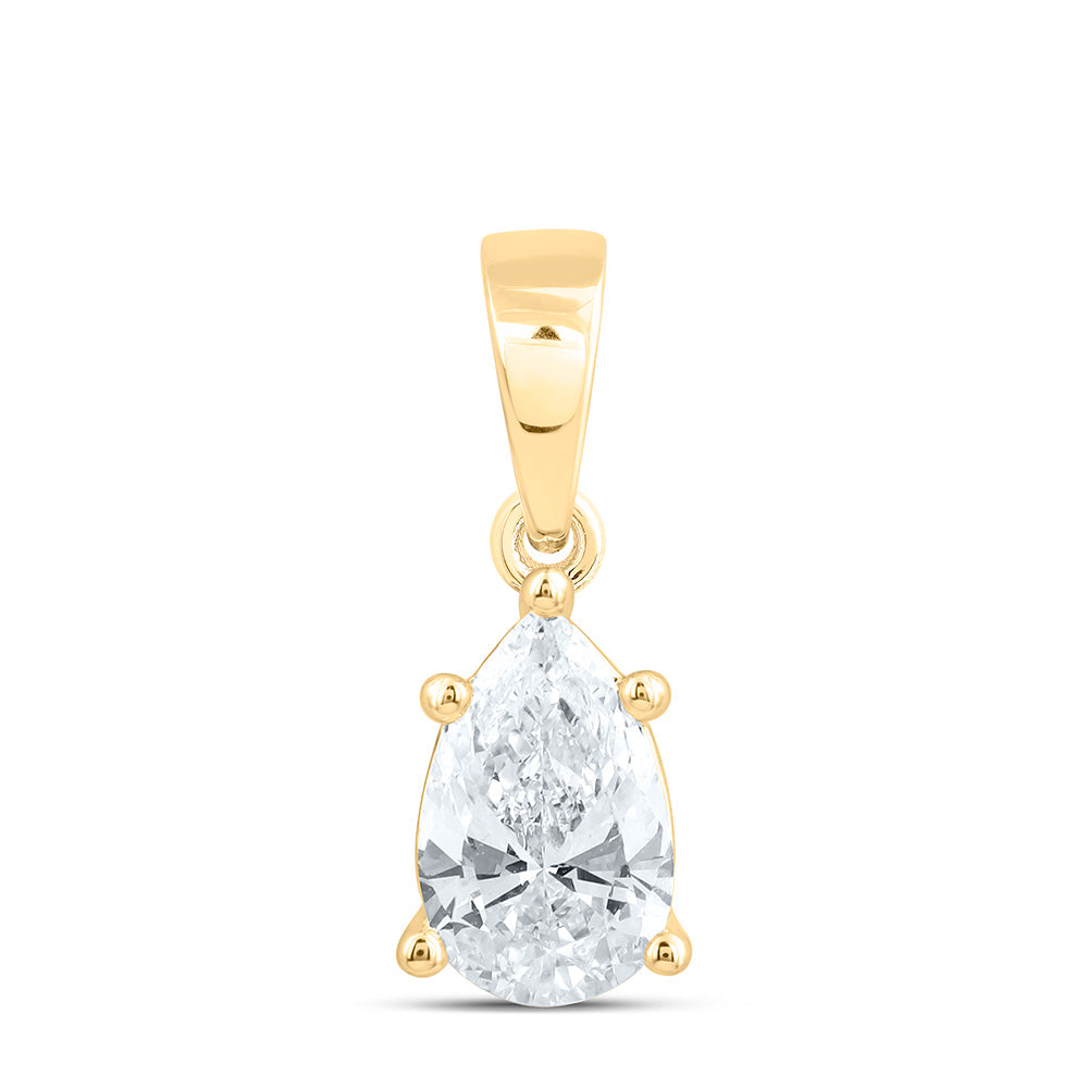 14K Yellow Or White Gold 3/4 Cttw Lab Grown Diamond Pear Solitaire Pendant