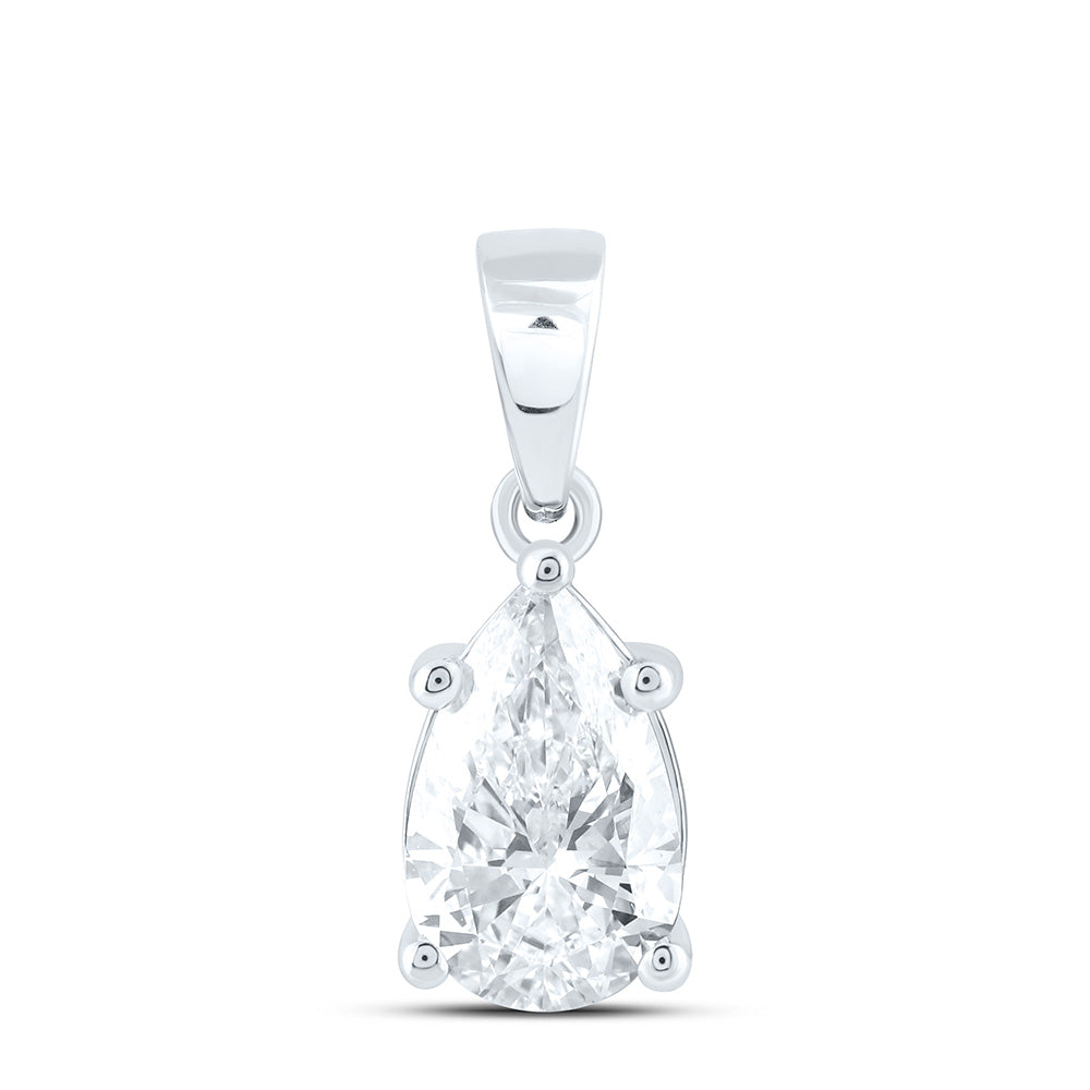 14K Yellow Or White Gold 1 Cttw Lab Grown Diamond Pear Solitaire Pendant