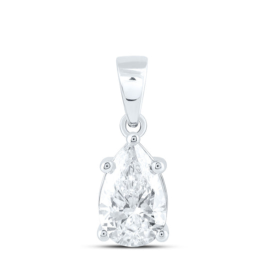 14K Yellow Or White Gold 1 Cttw Lab Grown Diamond Pear Solitaire Pendant