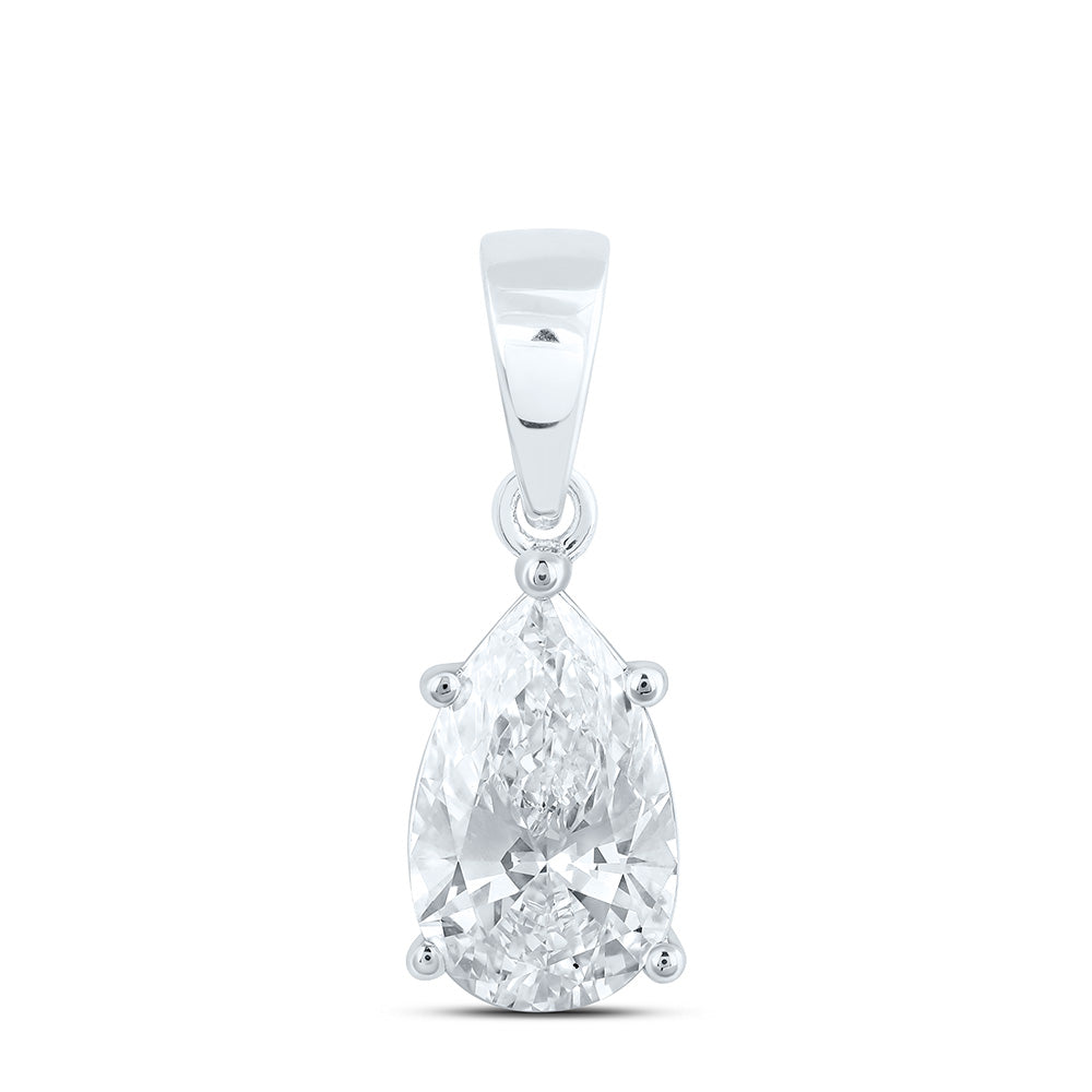 14K Yellow Or White Gold Lab Grown Diamond Pear Solitaire Pendant