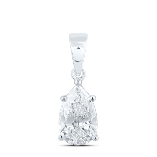 14K Yellow Or White Gold Lab Grown Diamond Pear Solitaire Pendant