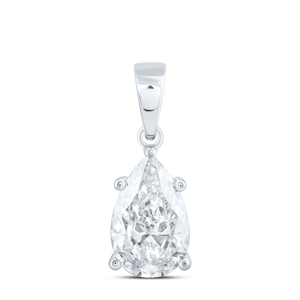 14K Yellow Or White Gold 2 Cttw Lab Grown Diamond Pear Solitaire Pendant