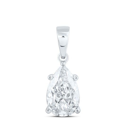 14K Yellow Or White Gold 2 Cttw Lab Grown Diamond Pear Solitaire Pendant