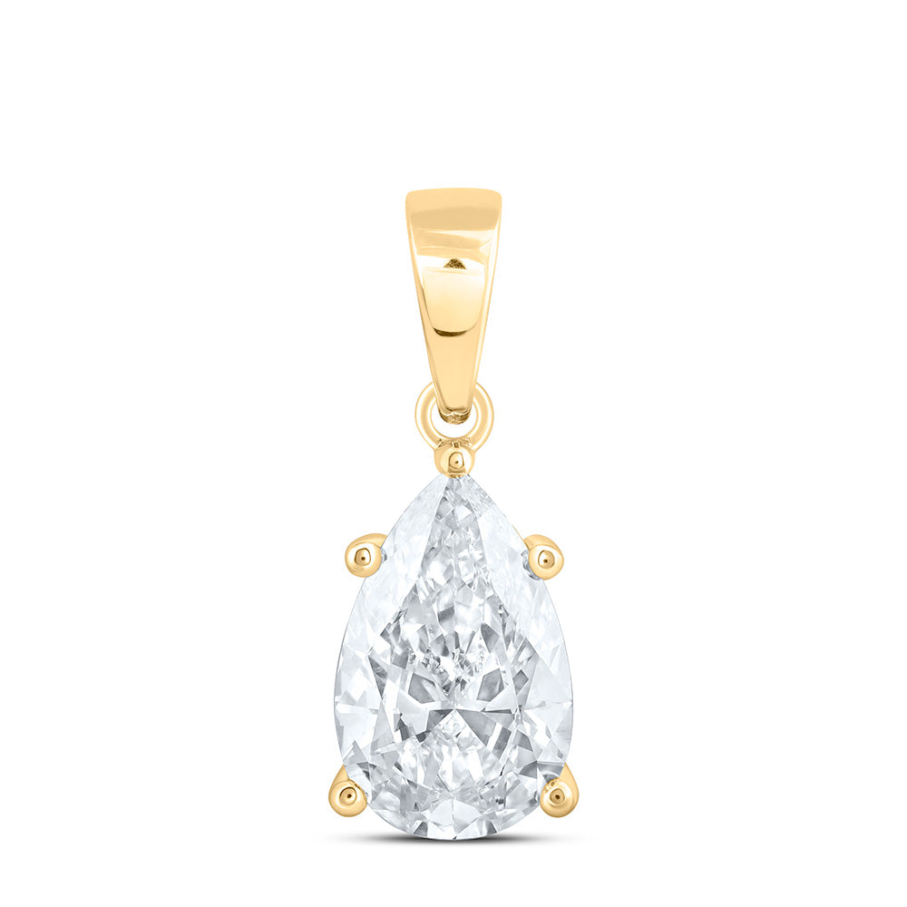 14K Yellow Or White Gold 2 Cttw Lab Grown Diamond Pear Solitaire Pendant