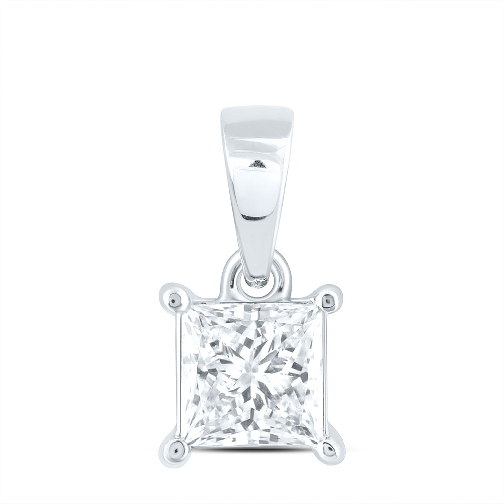 14K Yellow Or White Gold 1/4 Cttw Lab Grown Diamond Princess Solitaire Pendant