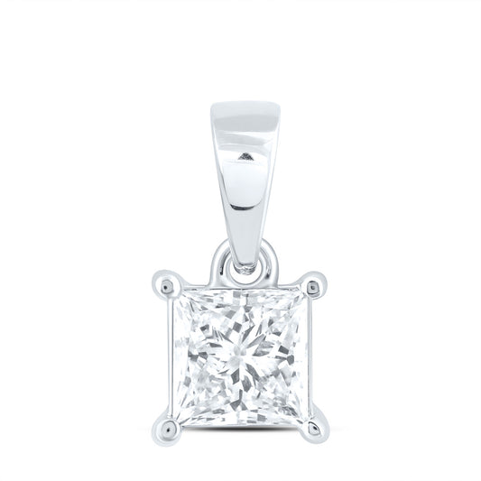14K Yellow Or White Gold 1/4 Cttw Lab Grown Diamond Princess Solitaire Pendant