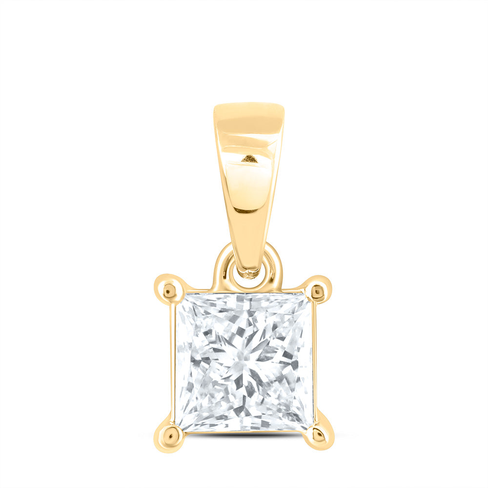 14K Yellow Or White Gold 1/4 Cttw Lab Grown Diamond Princess Solitaire Pendant