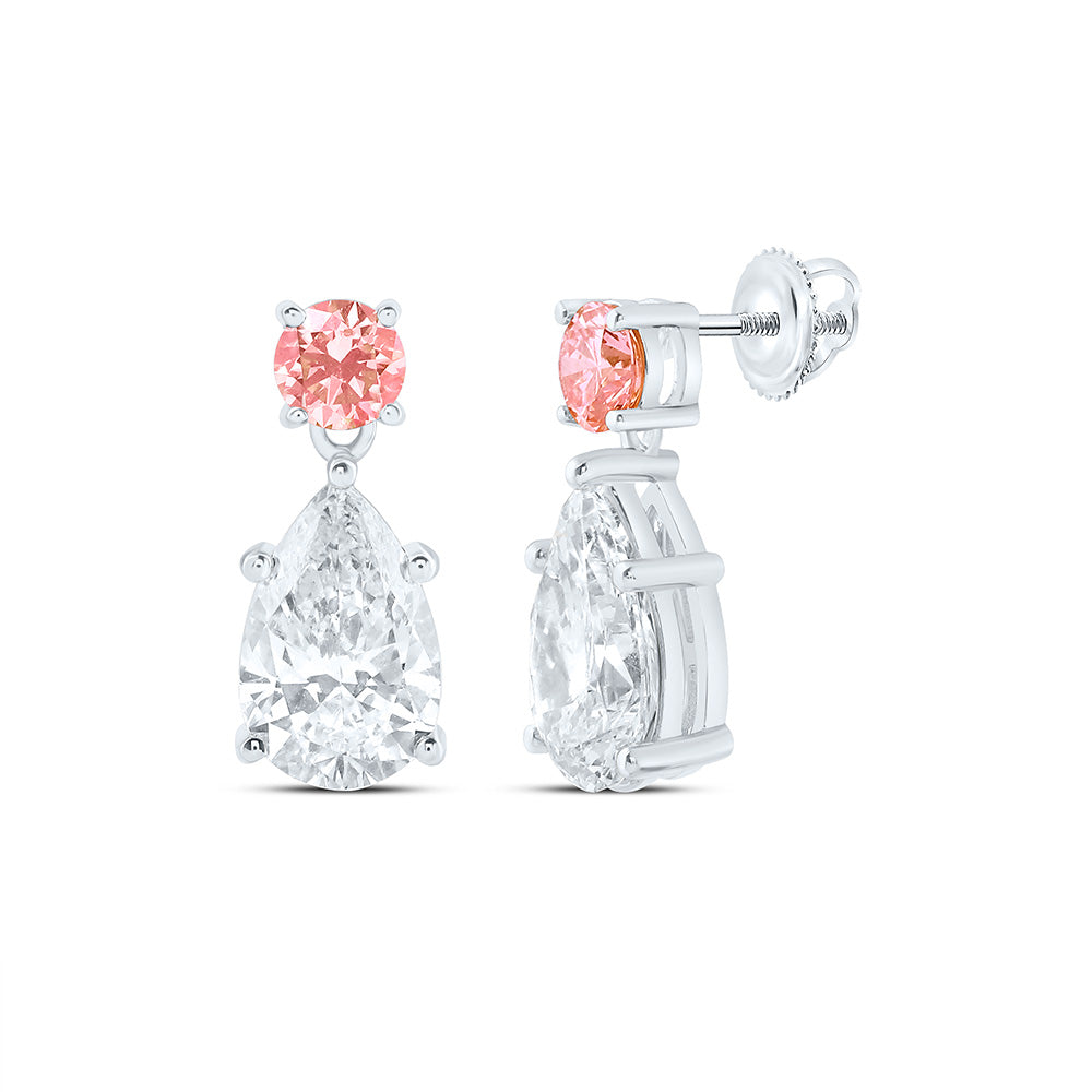 14K Yellow Or White Gold 3 5/8 Cttw Lab Grown Diamond Fashion Pink Diamond Earring