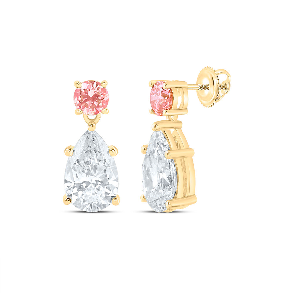 14K Yellow Or White Gold 3 5/8 Cttw Lab Grown Diamond Fashion Pink Diamond Earring