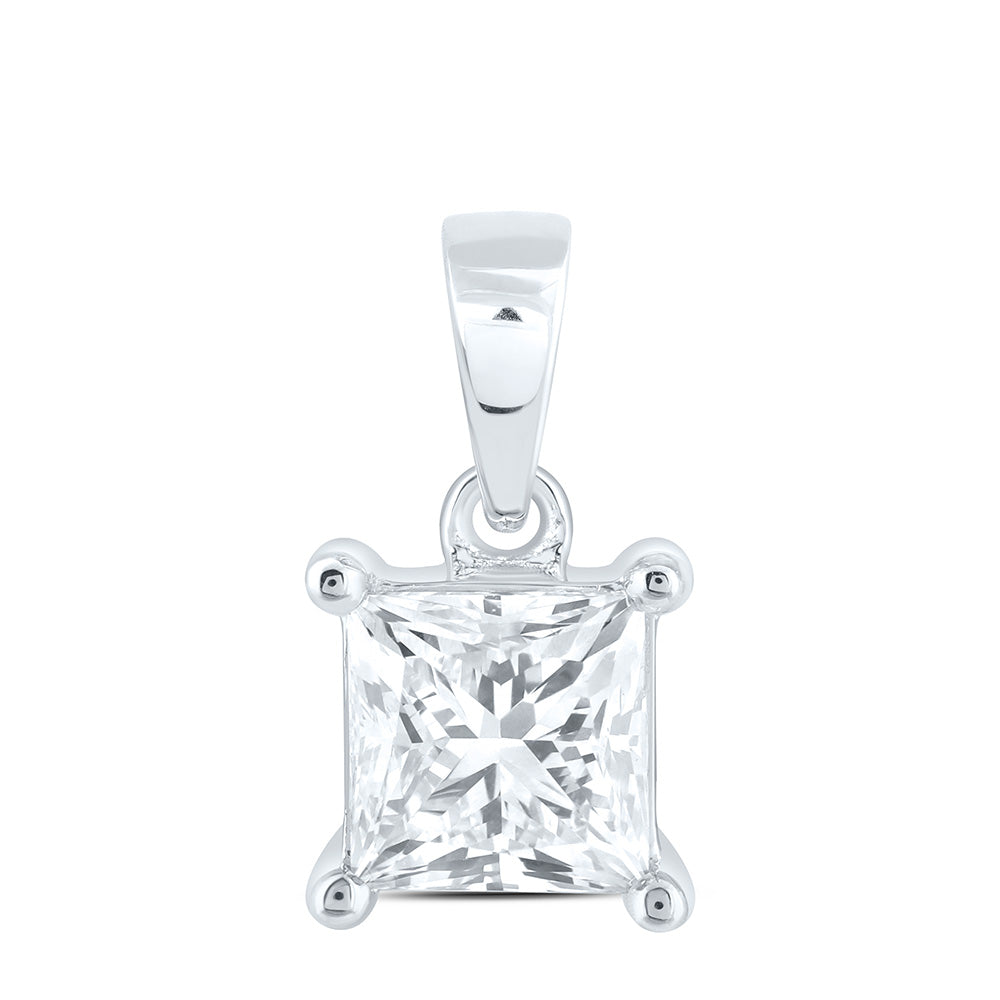 14K Yellow Or White Gold 1/2 Cttw Lab Grown Diamond Princess Solitaire Pendant