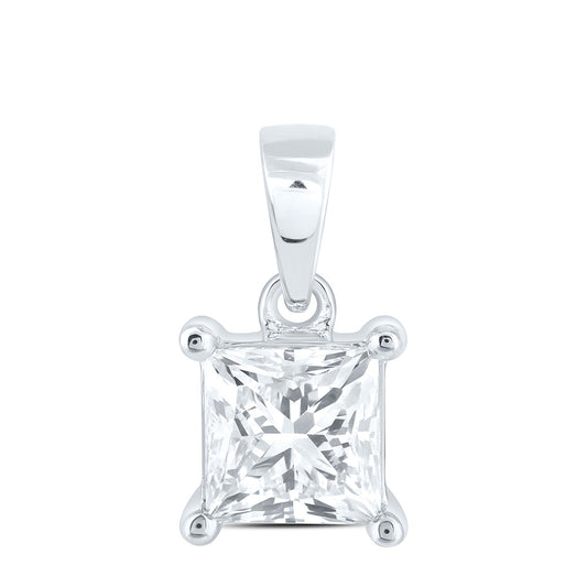 14K Yellow Or White Gold 1/2 Cttw Lab Grown Diamond Princess Solitaire Pendant