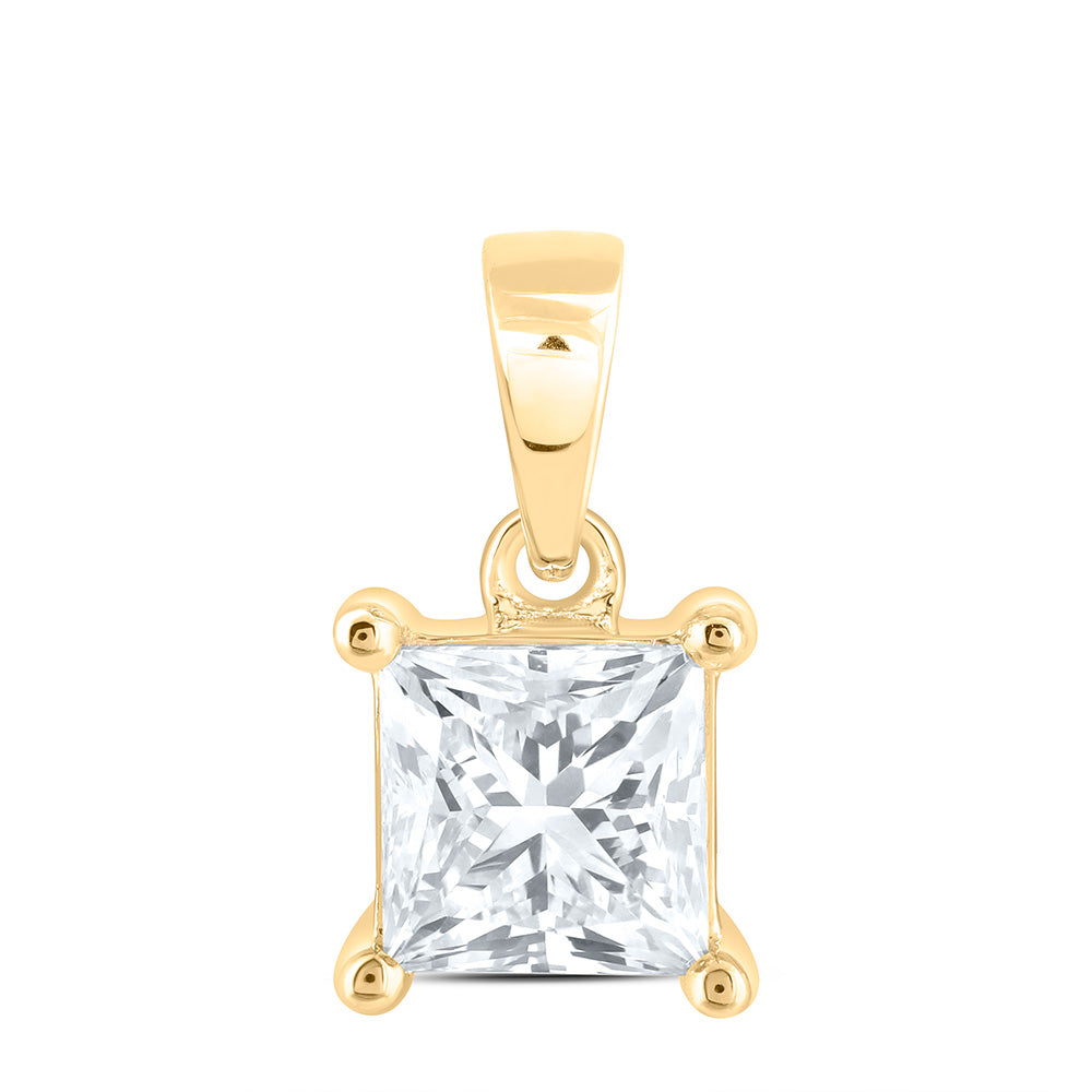 14K Yellow Or White Gold 1/2 Cttw Lab Grown Diamond Princess Solitaire Pendant