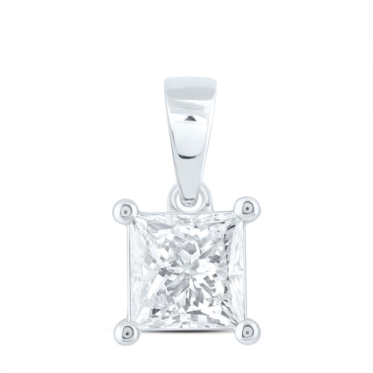 14K Yellow Or White Gold 3/4 Cttw Lab Grown Diamond Princess Solitaire Pendant