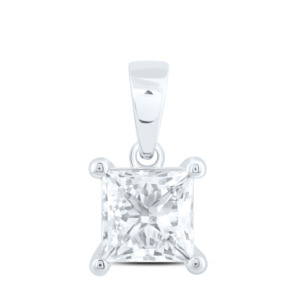 14K Yellow Or White Gold 1 Cttw Lab Grown Diamond Princess Solitaire Pendant