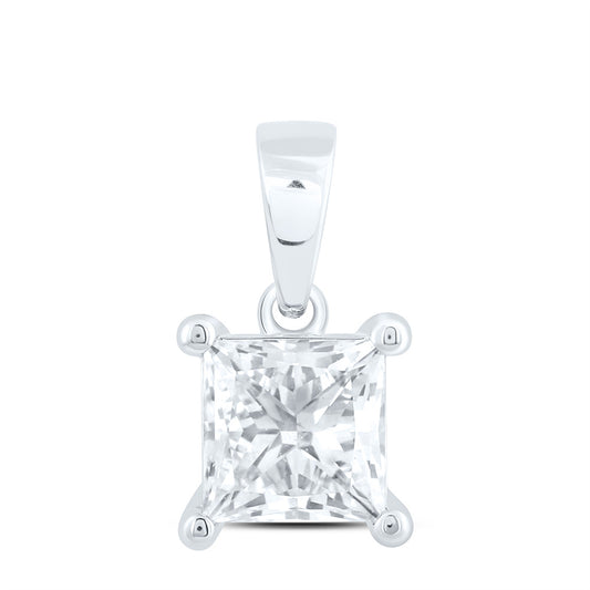 14K Yellow Or White Gold 1 Cttw Lab Grown Diamond Princess Solitaire Pendant