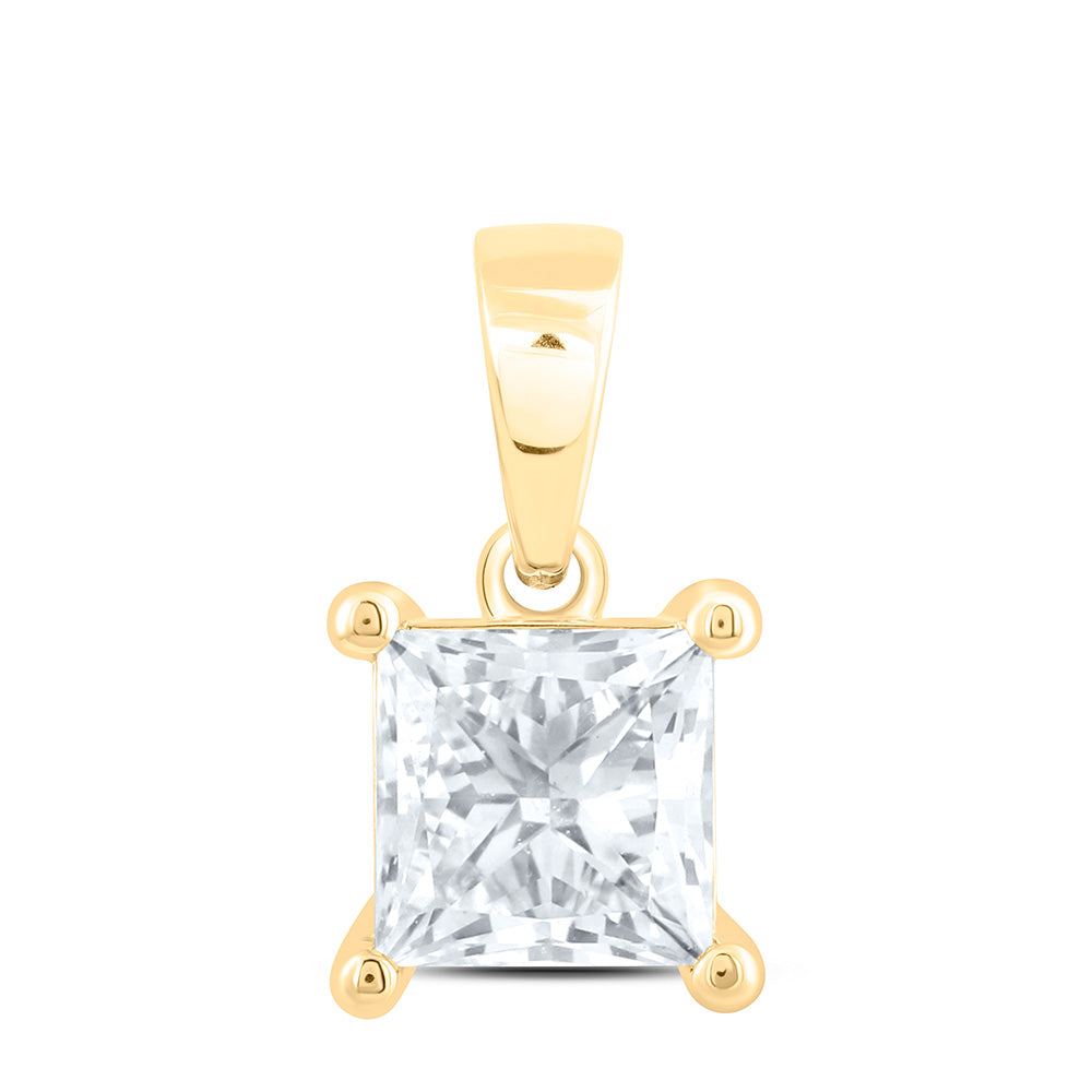 14K Yellow Or White Gold 1 Cttw Lab Grown Diamond Princess Solitaire Pendant