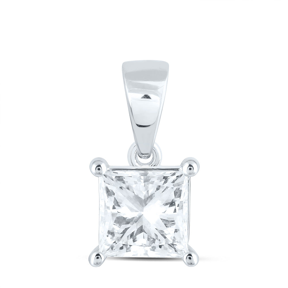 14K Yellow Or White Gold 1 1/2 Cttw Lab Grown Diamond Princess Solitaire Pendant