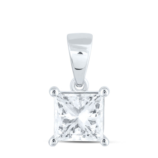 14K Yellow Or White Gold 1 1/2 Cttw Lab Grown Diamond Princess Solitaire Pendant