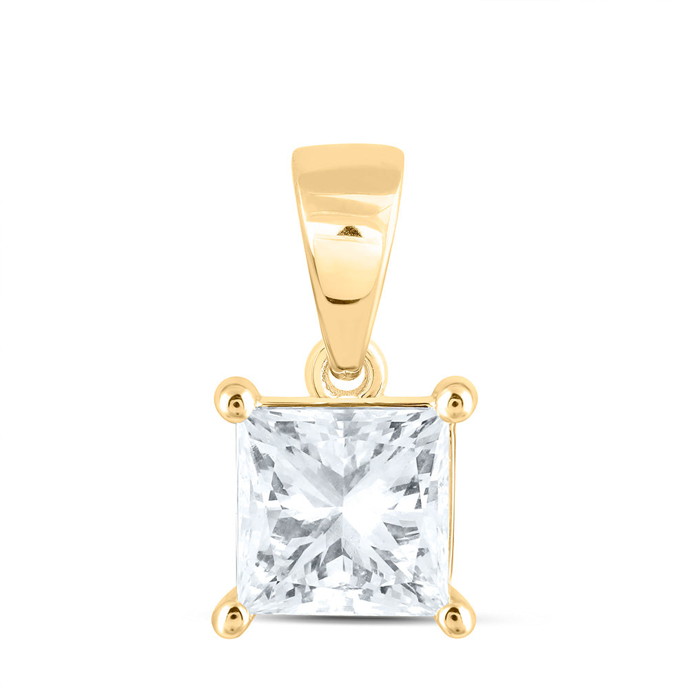 14K Yellow Or White Gold 1 1/2 Cttw Lab Grown Diamond Princess Solitaire Pendant
