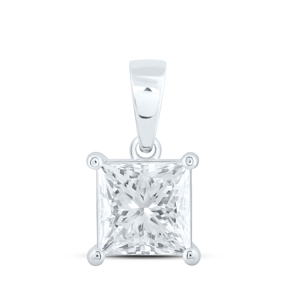 14K Yellow Or White Gold 2 Cttw Lab Grown Diamond Princess Solitaire Pendant