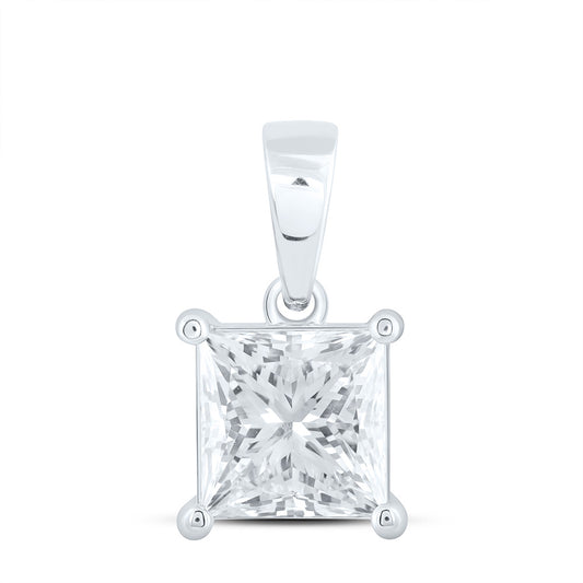 14K Yellow Or White Gold 2 Cttw Lab Grown Diamond Princess Solitaire Pendant