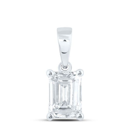 14K Yellow Or White Gold Lab Grown Diamond Emerald Solitaire Pendant