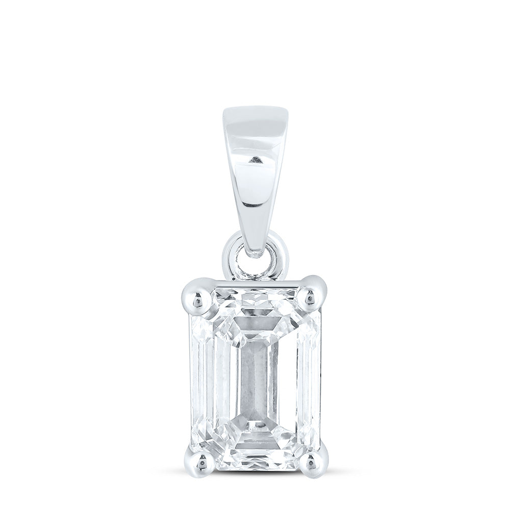 14K Yellow Or White Gold 1/2 Cttw Lab Grown Diamond Emerald Solitaire Pendant
