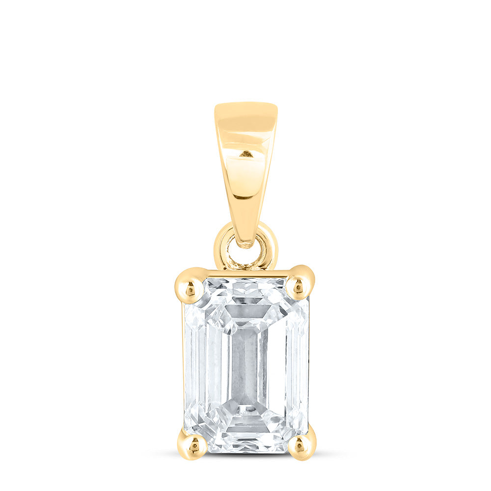 14K Yellow Or White Gold 1/2 Cttw Lab Grown Diamond Emerald Solitaire Pendant