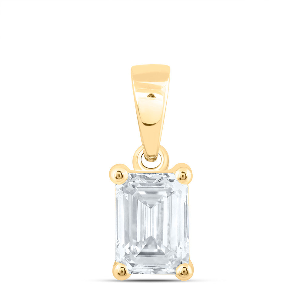 14K Yellow Or White Gold 3/4 Cttw Lab Grown Diamond Emerald Solitaire Pendant