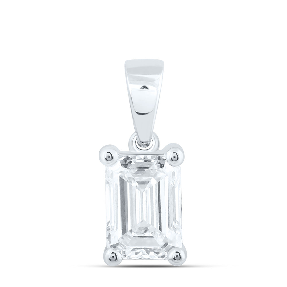 14K Yellow Or White Gold 1 Cttw Lab Grown Diamond Emerald Solitaire Pendant
