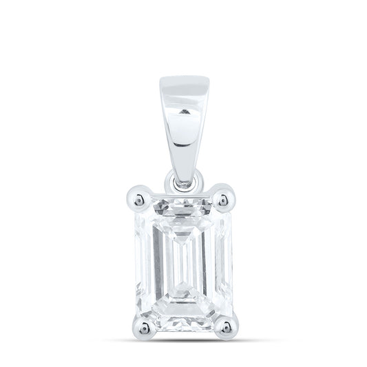 14K Yellow Or White Gold 1 Cttw Lab Grown Diamond Emerald Solitaire Pendant