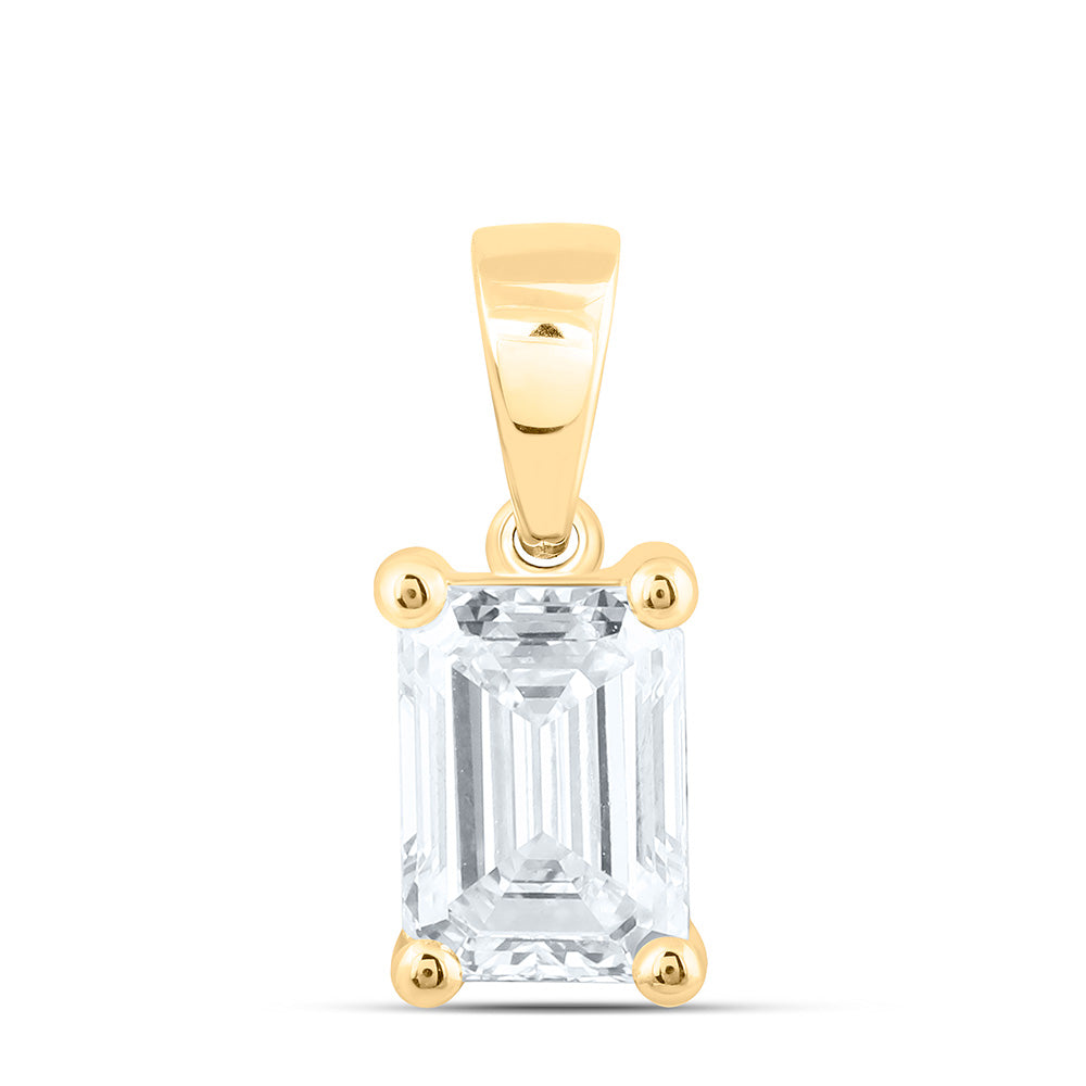 14K Yellow Or White Gold 1 Cttw Lab Grown Diamond Emerald Solitaire Pendant