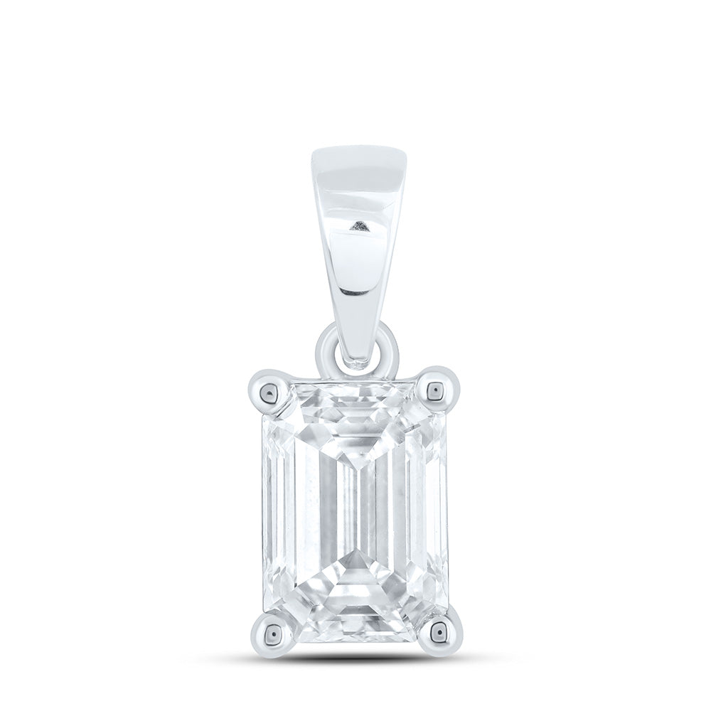 14K Yellow Or White Gold 1 1/2 Cttw Lab Grown Diamond Emerald Solitaire Pendant