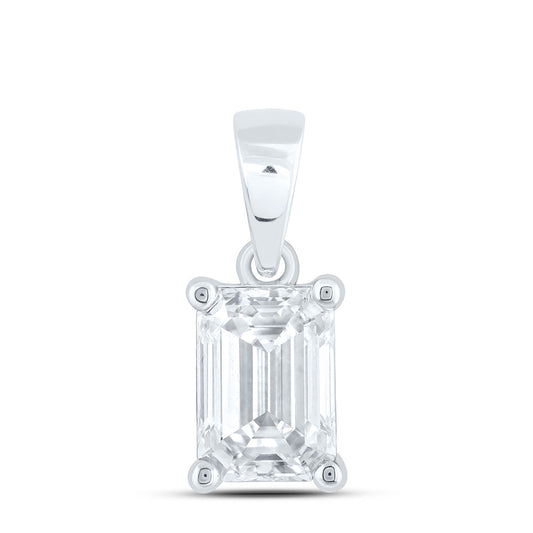 14K Yellow Or White Gold 1 1/2 Cttw Lab Grown Diamond Emerald Solitaire Pendant