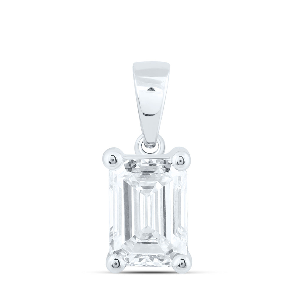 14K Yellow Or White Gold 2 Cttw Lab Grown Diamond Emerald Solitaire Pendant