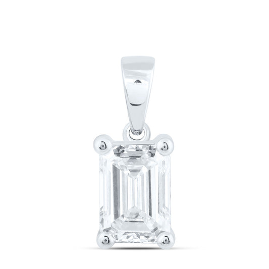 14K Yellow Or White Gold 2 Cttw Lab Grown Diamond Emerald Solitaire Pendant