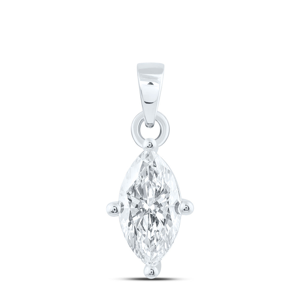 14K Yellow Or White Gold 1/4 Cttw Lab Grown Diamond Marquise Solitaire Pendant