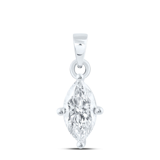 14K Yellow Or White Gold 1/4 Cttw Lab Grown Diamond Marquise Solitaire Pendant