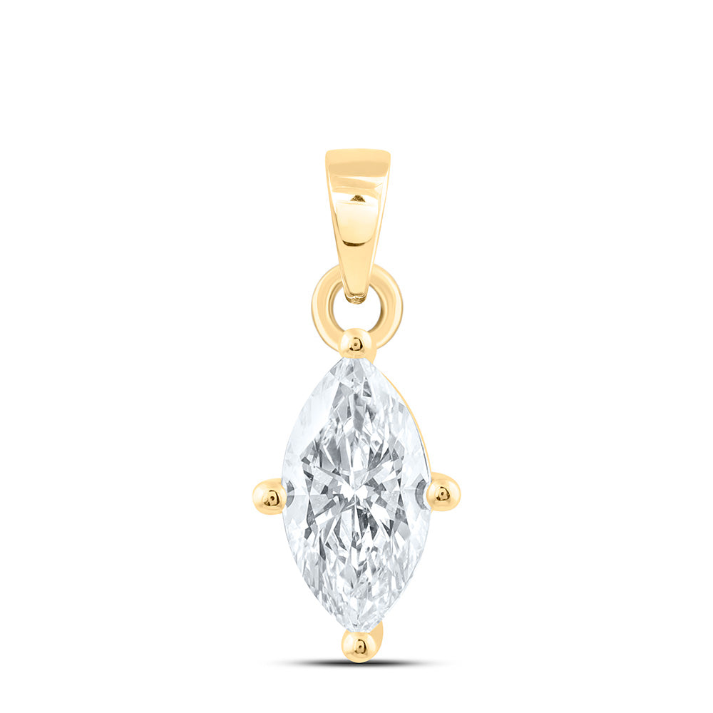 14K Yellow Or White Gold 1/4 Cttw Lab Grown Diamond Marquise Solitaire Pendant