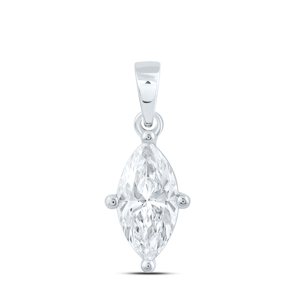 14K Yellow Or White Gold 1/2 Cttw Lab Grown Diamond Marquise Solitaire Pendant