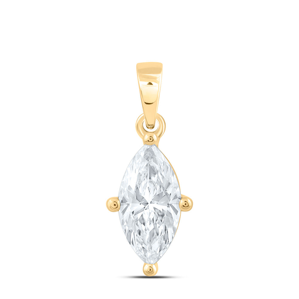 14K Yellow Or White Gold 1/2 Cttw Lab Grown Diamond Marquise Solitaire Pendant