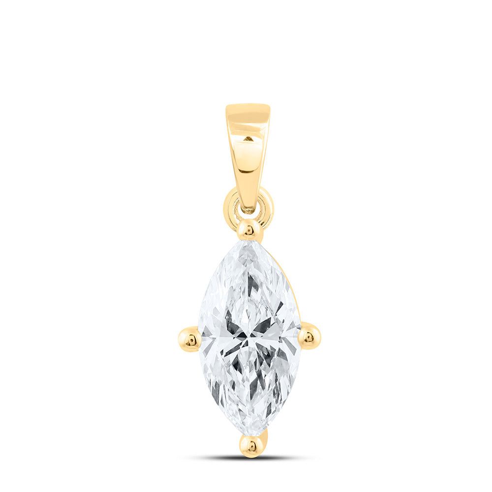 14K Yellow Or White Gold 3/4 Cttw Lab Grown Diamond Marquise Solitaire Pendant