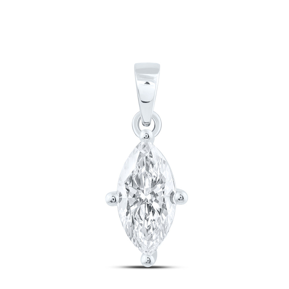 14K Yellow Or White Gold 1 Cttw Lab Grown Diamond Marquise Solitaire Pendant